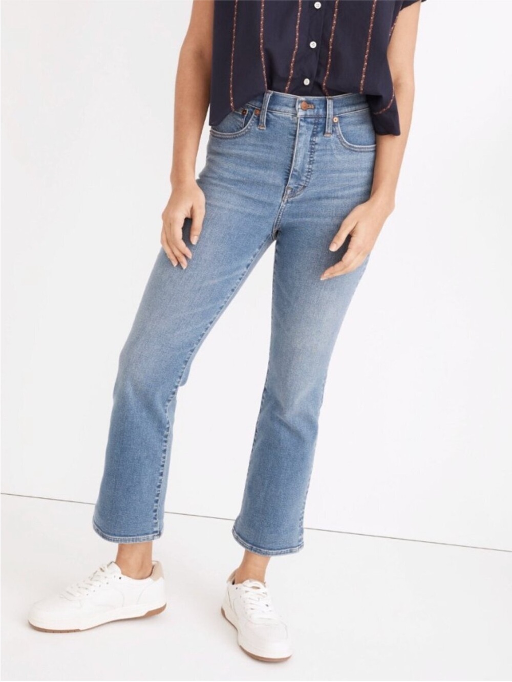Madewell Cali Demi Boot Jeans in Dorrance Wash TENCEL Denim Edition NWT - Picture 1 of 14